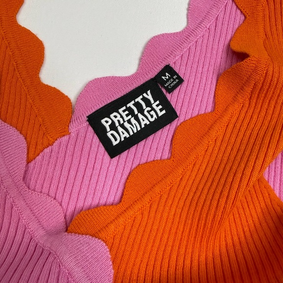 Colorblock Scalloped Ribbed Tank Top - Picture 3 of 12